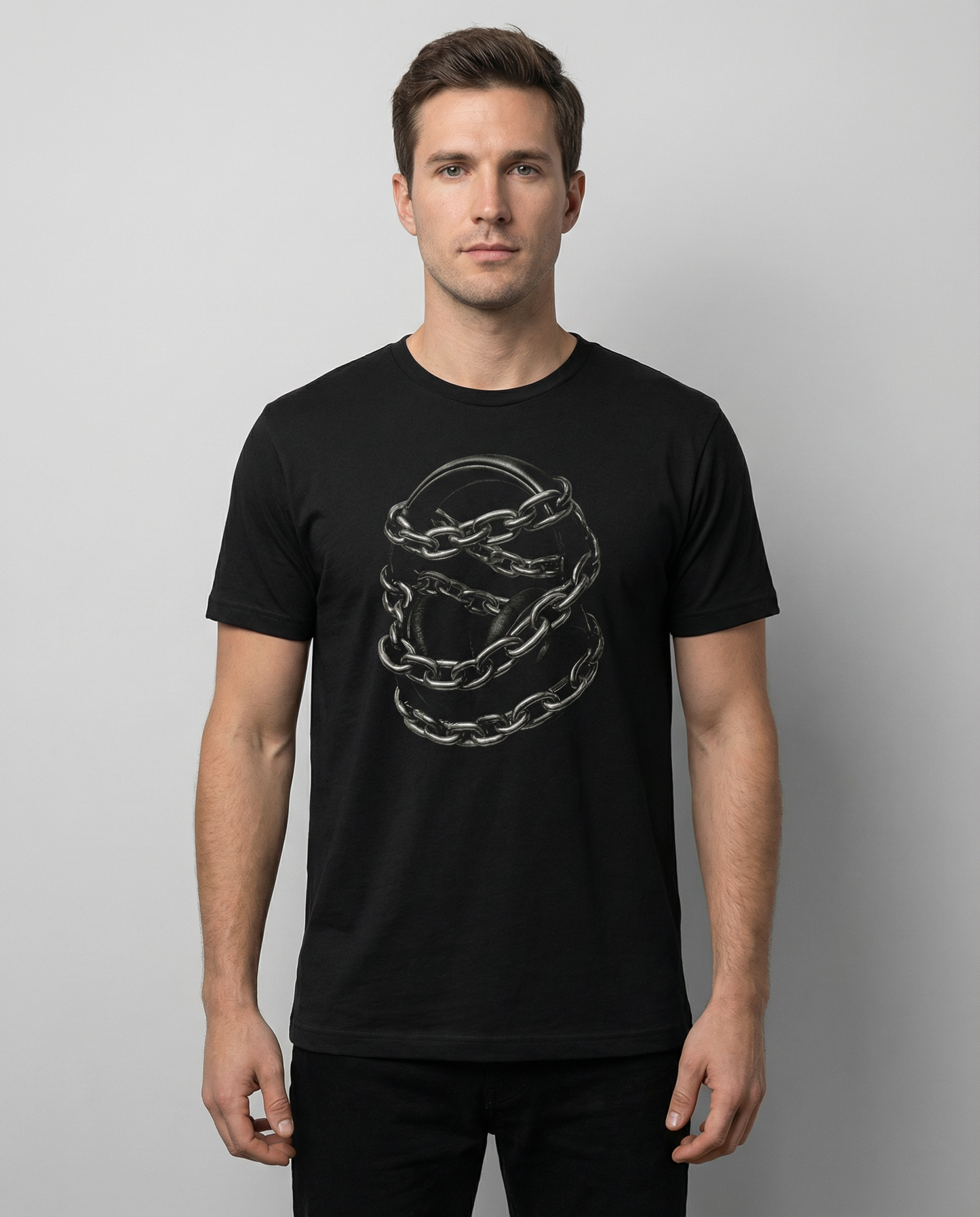 Chain Skull Graphic Tee — Gothic Metal Band Style T-Shirt