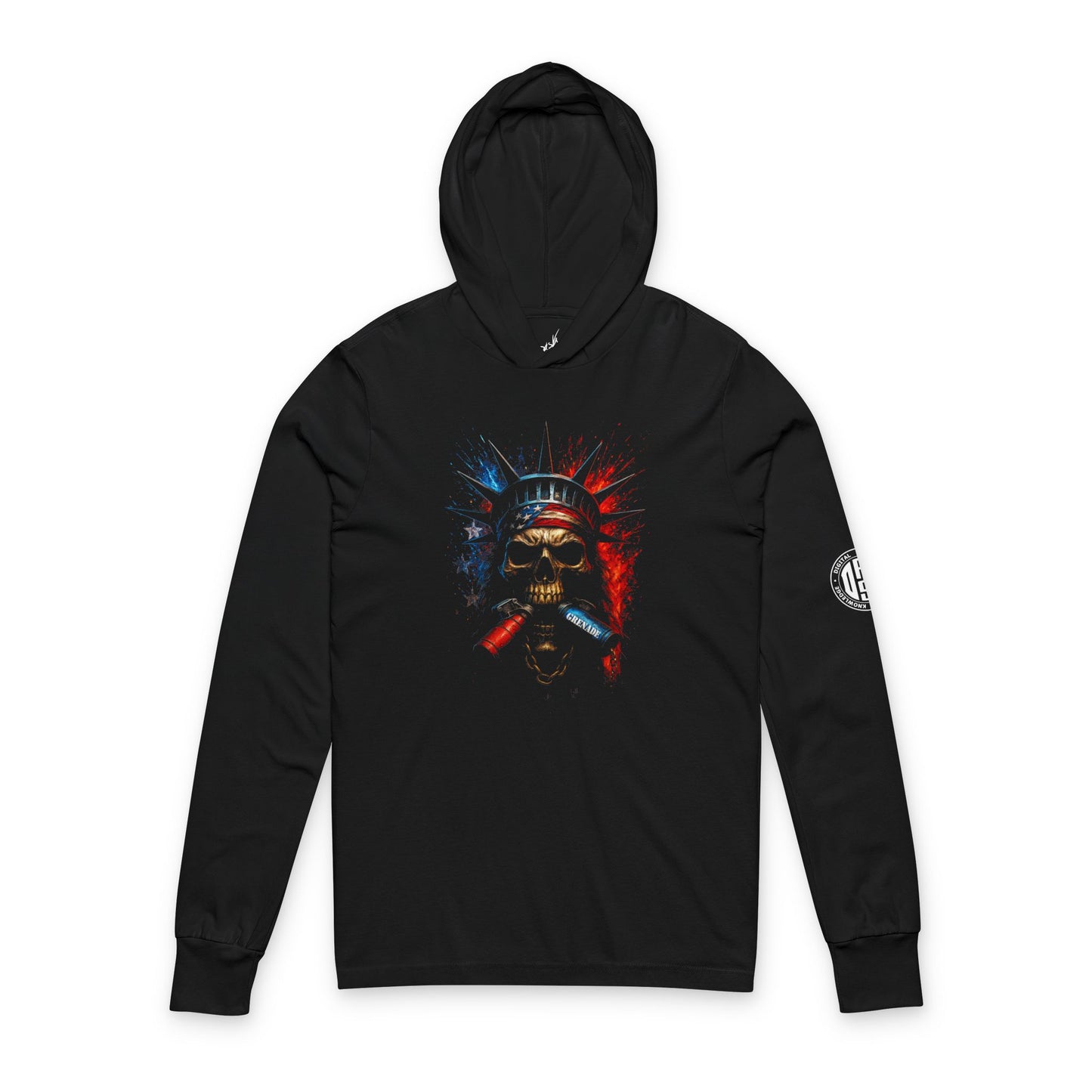 Explosively Patriotic Unisex Hoodie. Lightweight Long Sleeve Graphic Top for Festivals & Everyday Wear