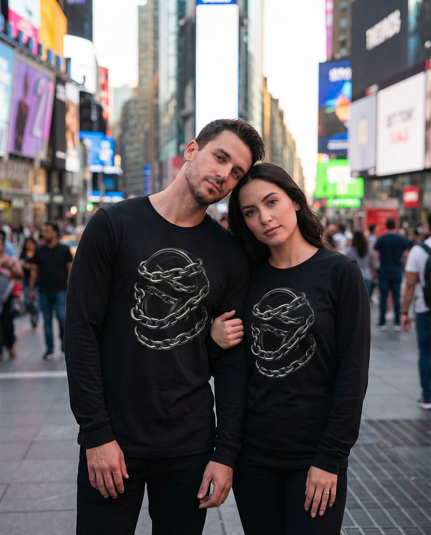 Long Sleeve Tee — Chained Skull Graphic